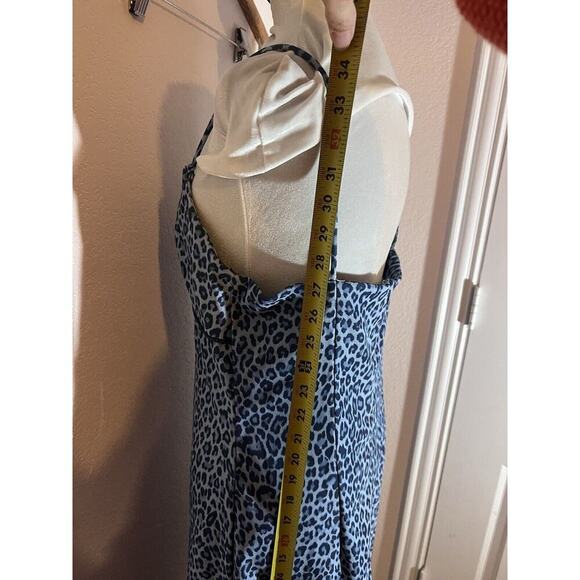 Rampage Mini Dress Y2K Cheetah Blue Vintage Stretchy Babydoll Leopard Slip Sz M - Picture 9 of 13